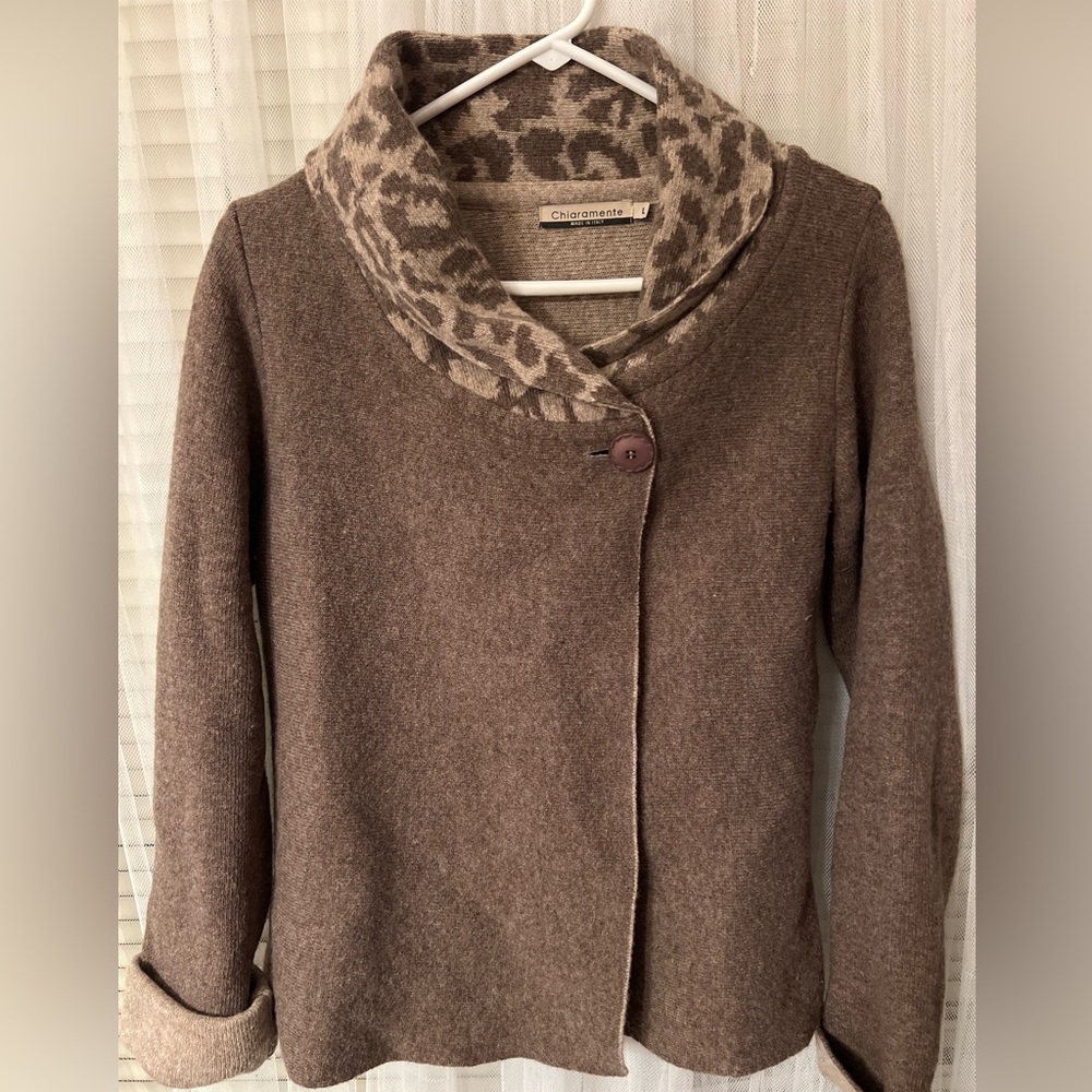 Chiaramente Italian made wool blend sweater cardigan jacket women Sz M  M2